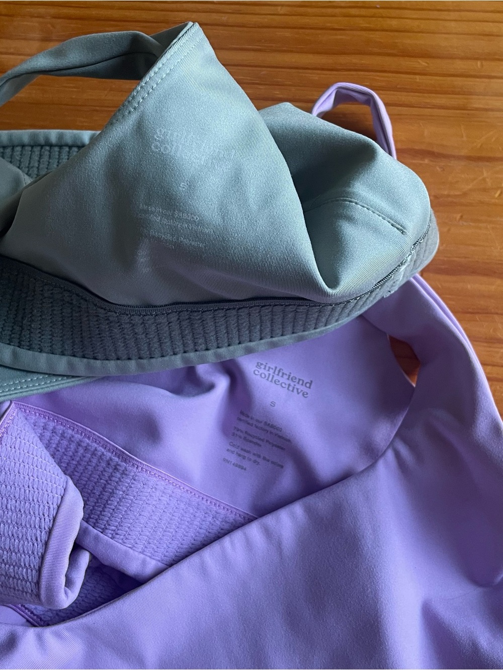 Sustainable Girlfriend Collective Tommy Bra - Set of 2 - Sage & Pastel Purple - Picture 3 of 4